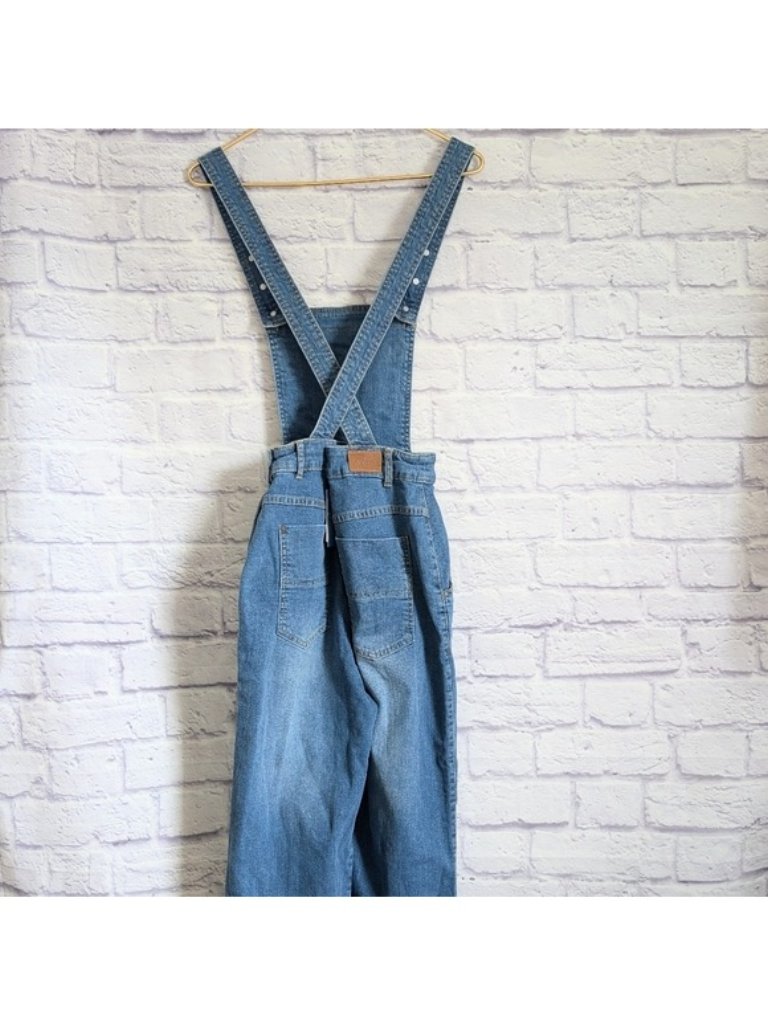 Hell Bunny Betty Bee Denim Overalls S New Medium Blue Denim Jeans 40s 50s Retro — image 6 of 7